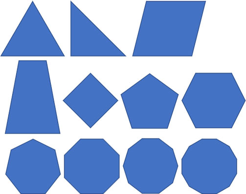 基本図形の三角形・平行四辺形・台形・多角形