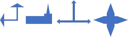 交差した矢印の変形例