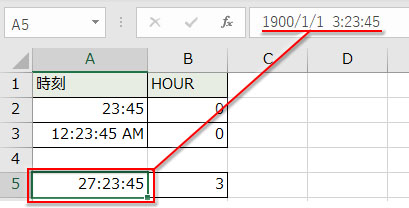 Excelでは24時間以上は1に繰り上がる