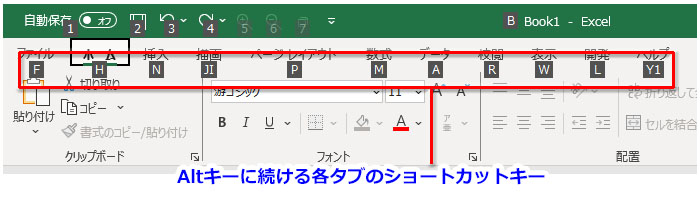 Excelでタブ切り替えショートカットはキーボードのAltキーから２